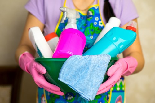 Professional Hatch End carpet cleaners working on a living room carpet