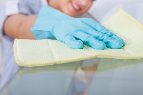 Dust removal from window drapes in a residential interior
