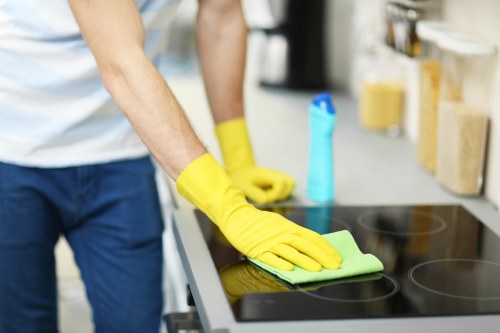 Professional carpet cleaning process inside a home